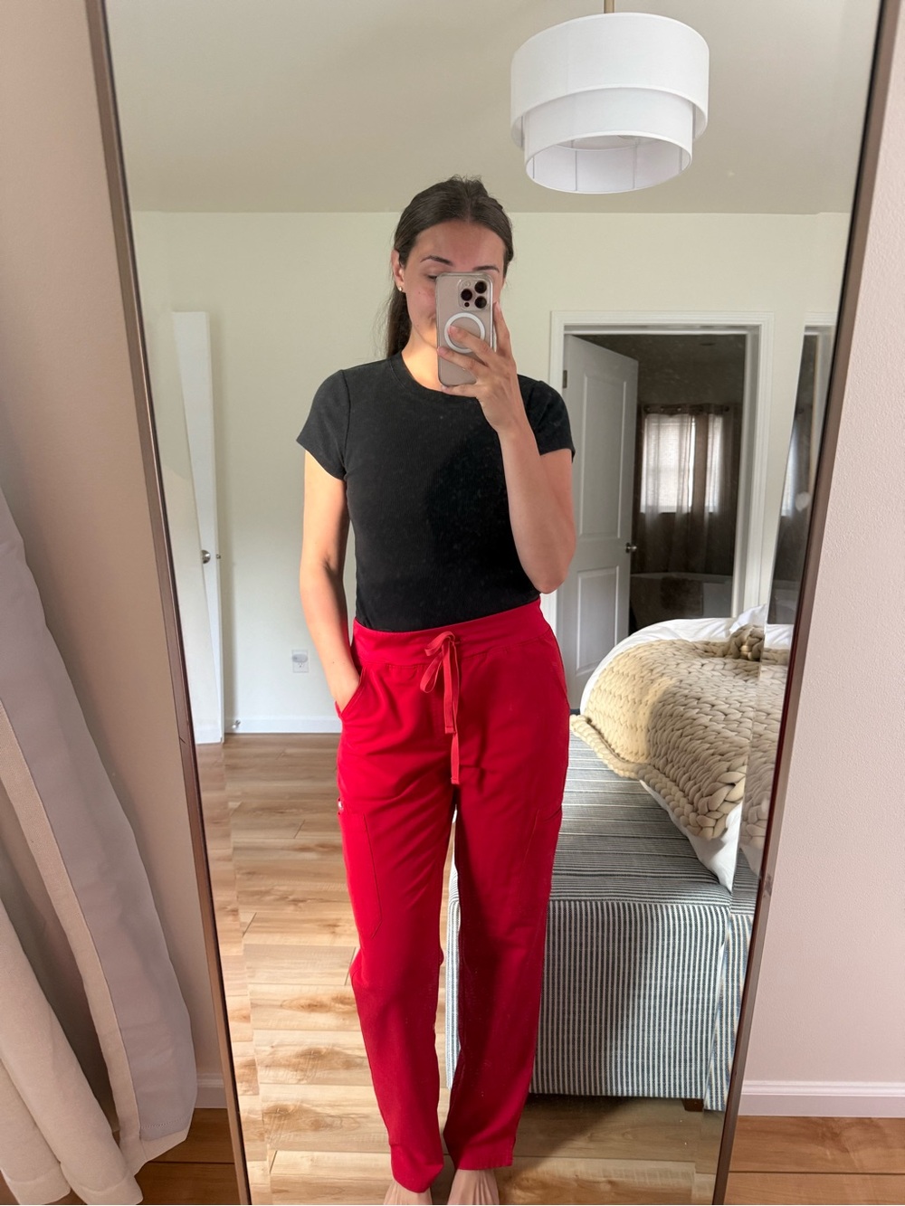 Figs Women's Red Drawstring Scrub Pants